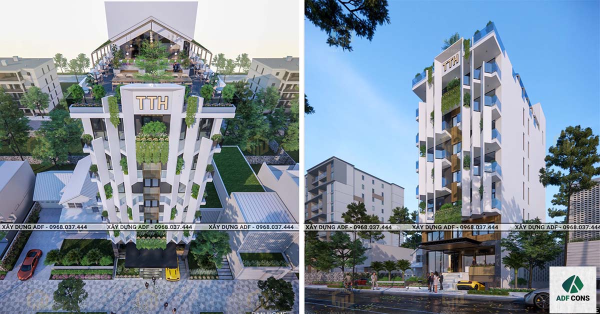 Ảnh 3D thiết kế công trình khách sạn 8 tầng chú Hải - Bắc Giang