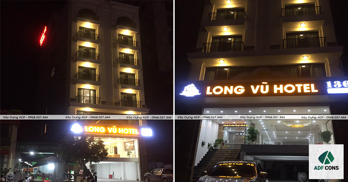 Hình ảnh thực tế Long Vũ Hotel chụp vào ban đêm