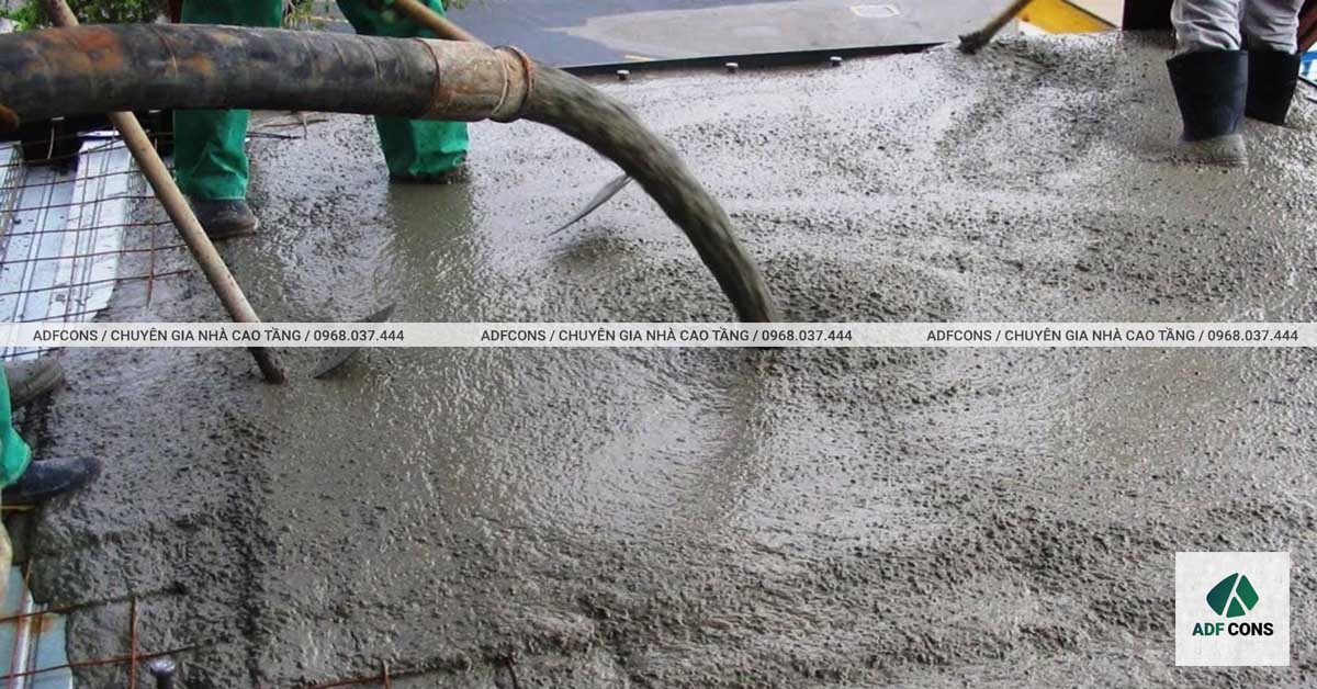 ADF thực hiện đổ bê tông sàn cho dự án nhà cao tầng chị Hương - Văn Cao