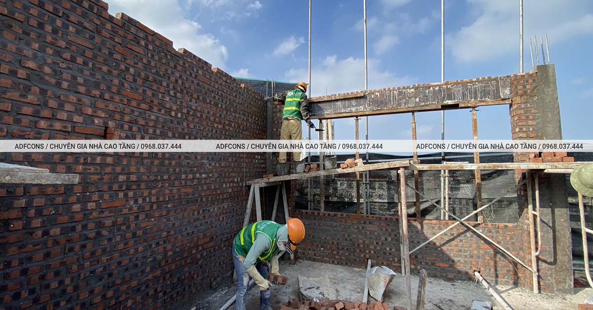 Thi công xây tường cho dự án nhà ở kết hợp kinh doanh anh Dũng - Ba Đình